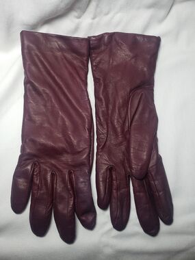 Long Leather Gloves in Deep Wine